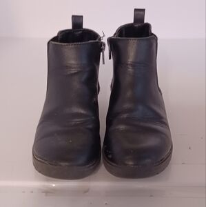 Black Kids Ankle Boots Zip Elastic On Side Size 13M Sparkals
